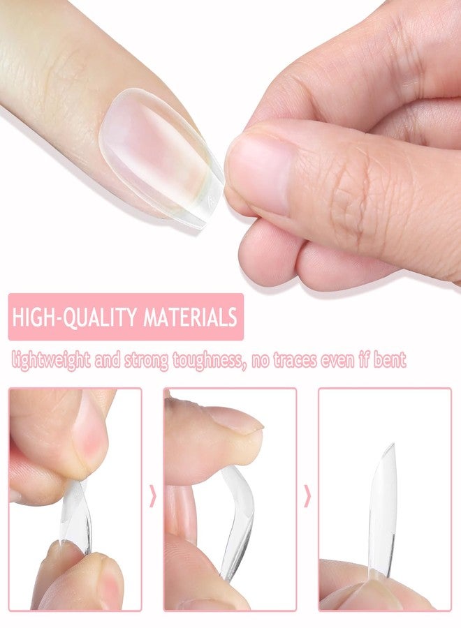 Furtherpretty Short Coffin Nail Tips, 240Pcs Full Cover Soft Gel Nail Tips, Half Matte Press On Nails Acrylic Fake Nails Clear Nail Extensions, 12 Sizes Uñas Postizas for DIY Home Manicure - Image 3